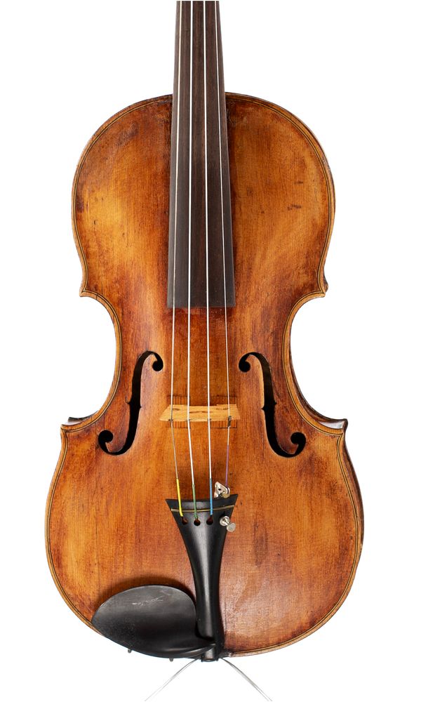 A bundle of four violins, varying sizes