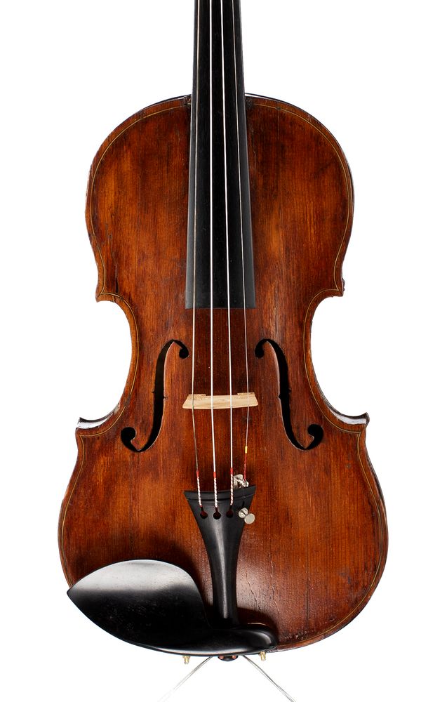 A bundle of four violins, varying sizes