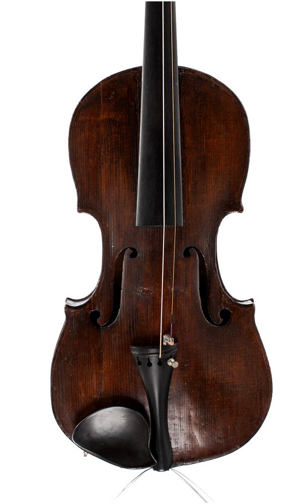 A bundle of four violins, varying sizes