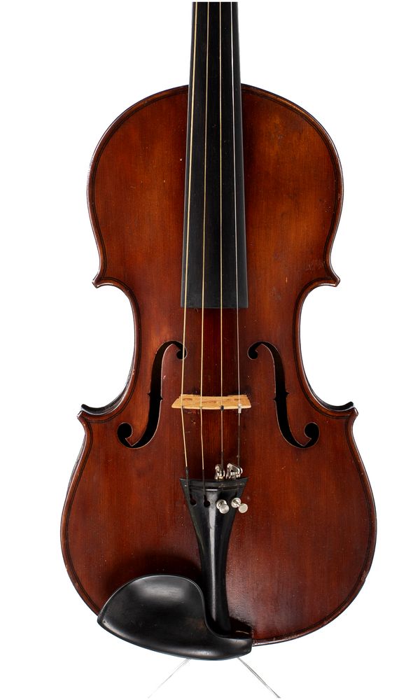 A bundle of four violins, varying sizes
