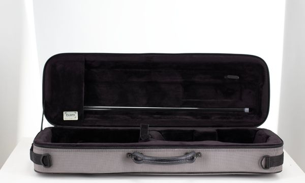 A three-quarter sized violin case, branded Bam