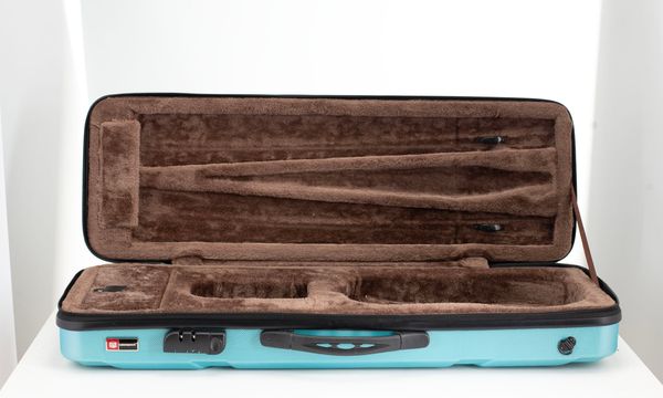 A violin case, branded Crossrock