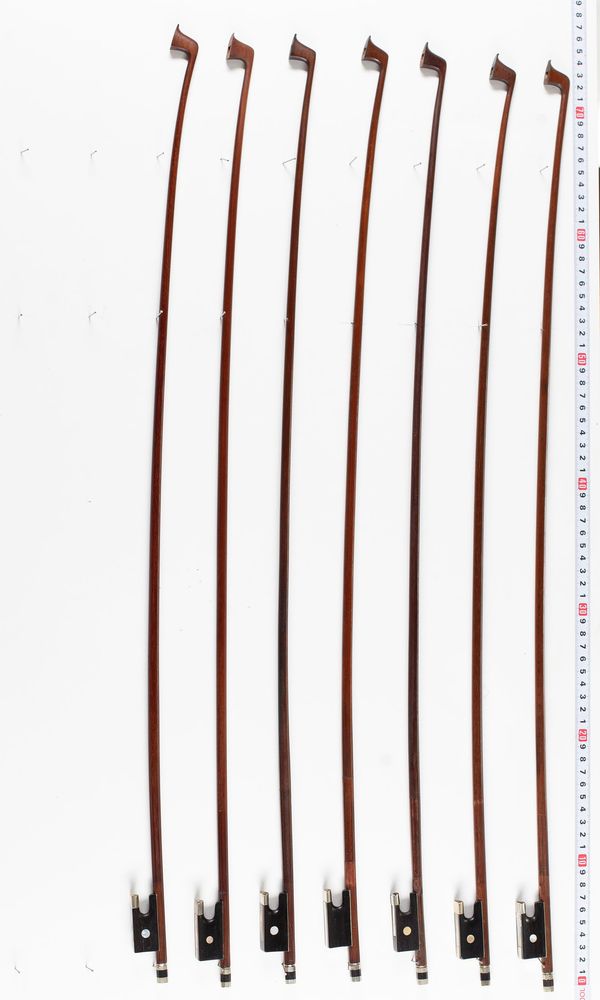 Six violin bows, varying lengths