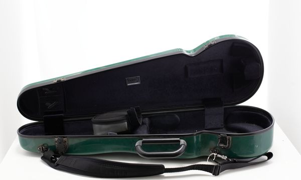 A violin case, branded Bam