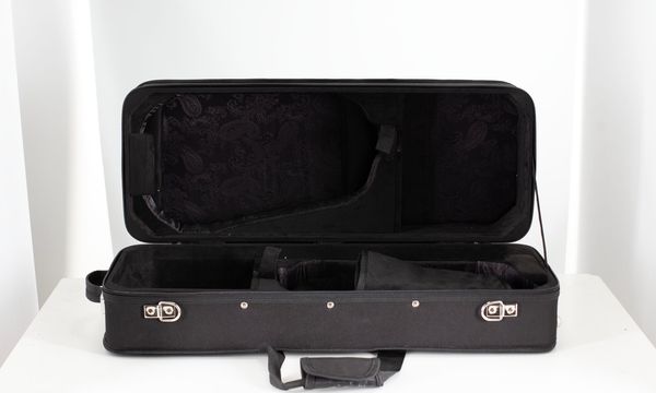 A double violin case, unbranded