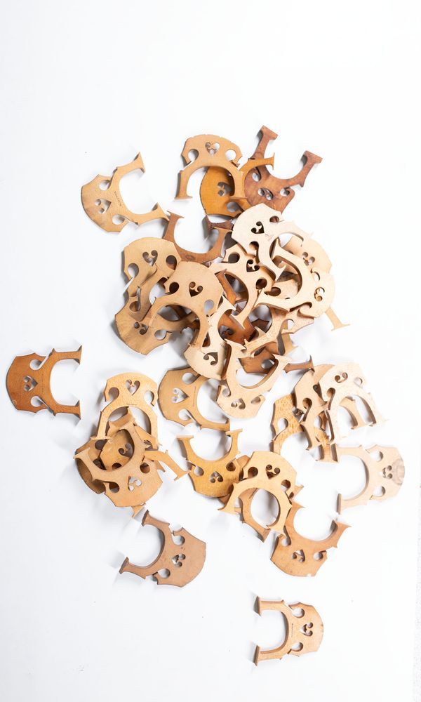 A bundle of cello bridges