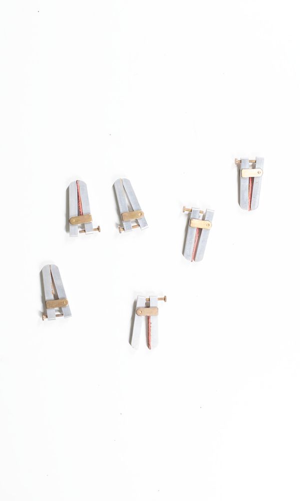 Six lining clamps