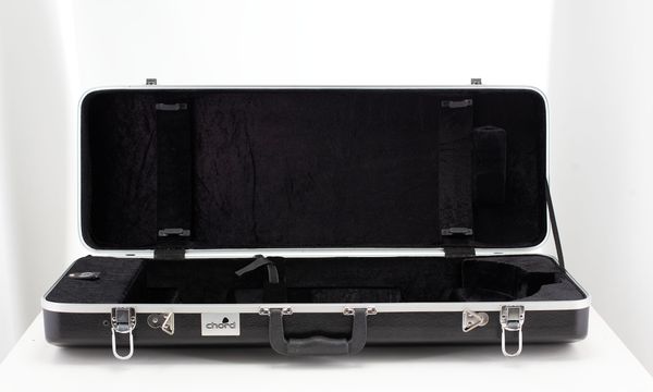 A violin case, branded Chord