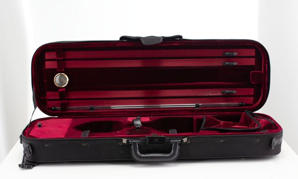 A violin case, branded Stringers of Edinburgh