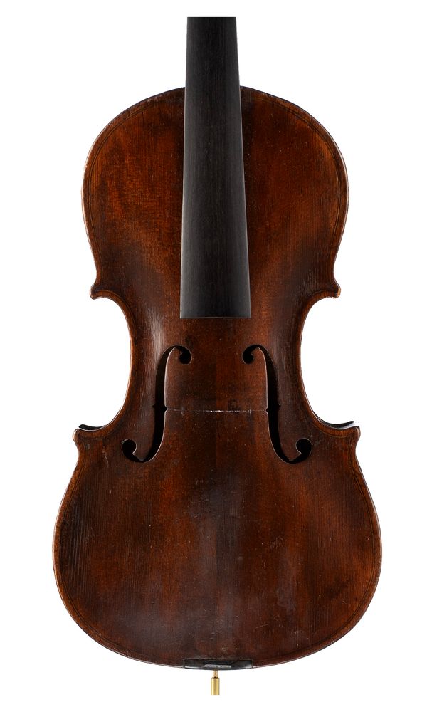 A bundle of four violins, varying sizes