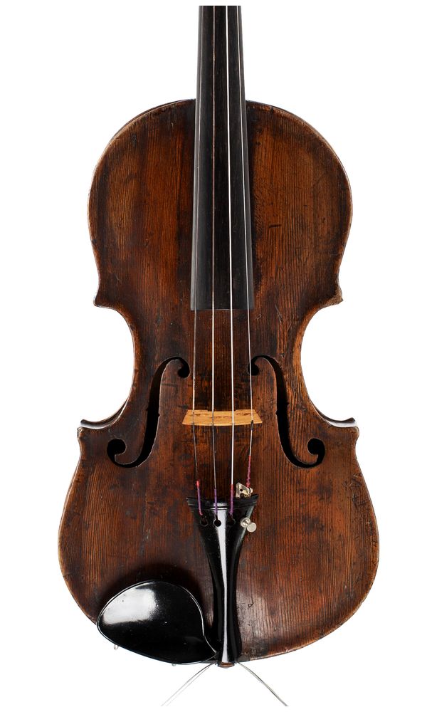 A bundle of four violins, varying sizes