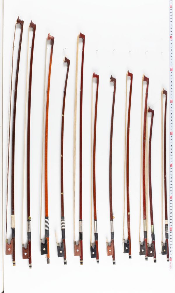 A bundle of fourteen bows, varying sizes