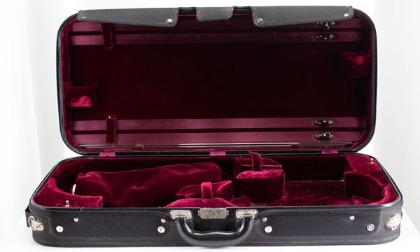 A double case for violin and viola, branded Concord