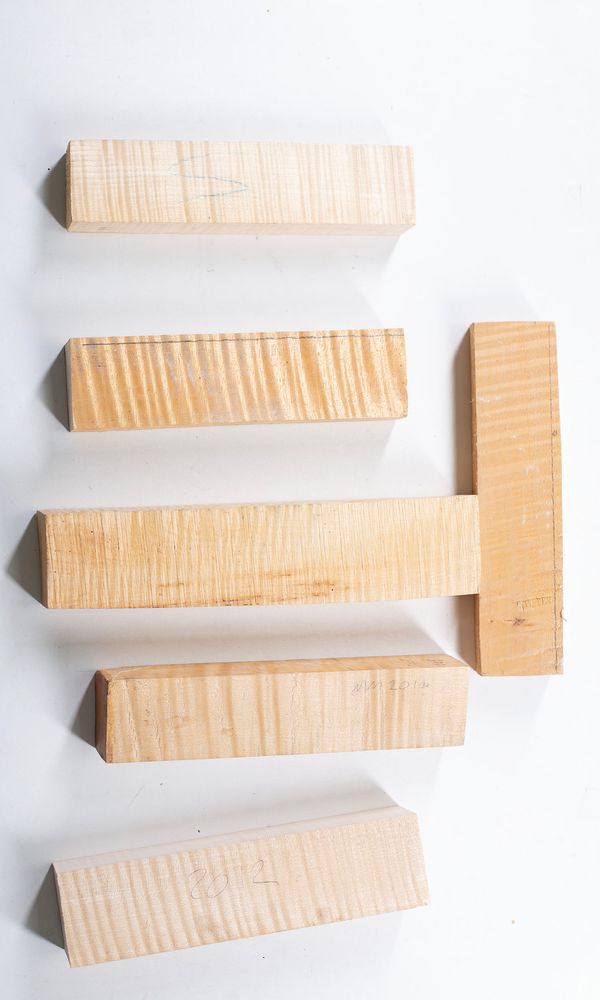 Six maple neck/scroll blanks