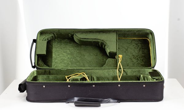 A double violin case, unbranded