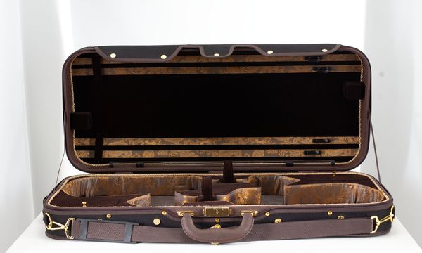 A double violin case, unbranded