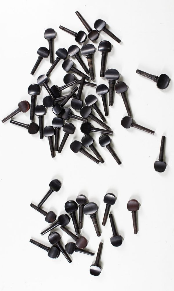 A bundle of fifty cello pegs, varying sizes