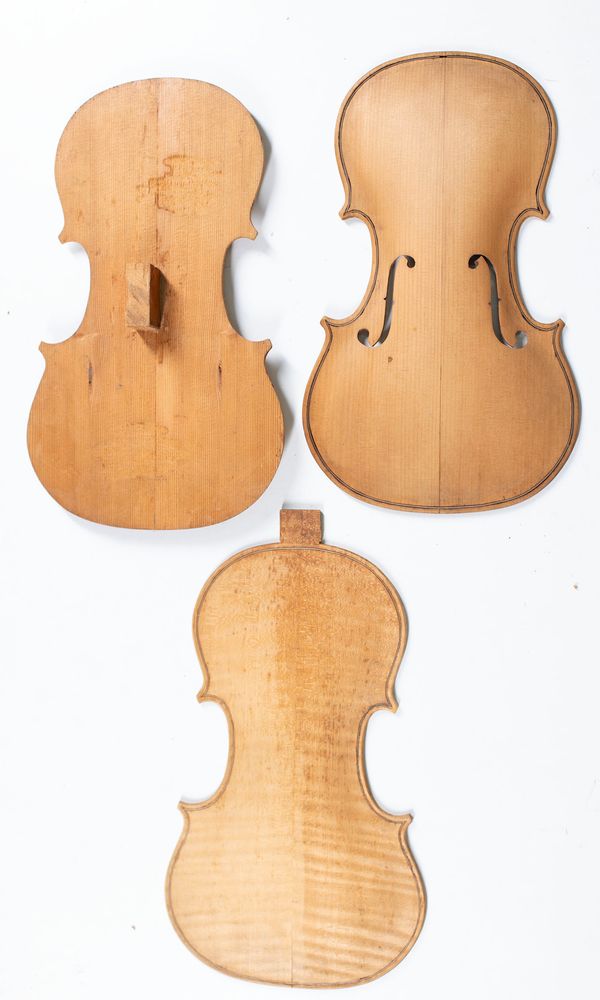 Two violin fronts and two violin backs