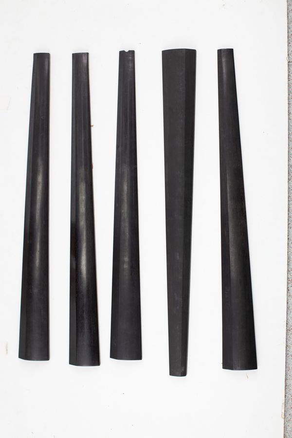 Five cello fingerboards, ebony (one new)