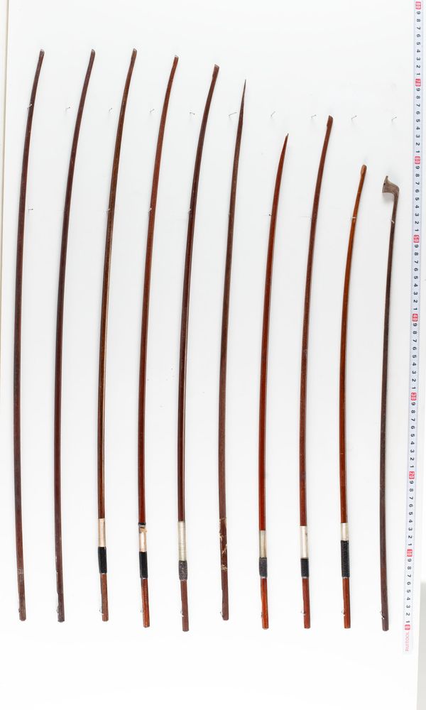 Twenty bow sticks, varying sizes
