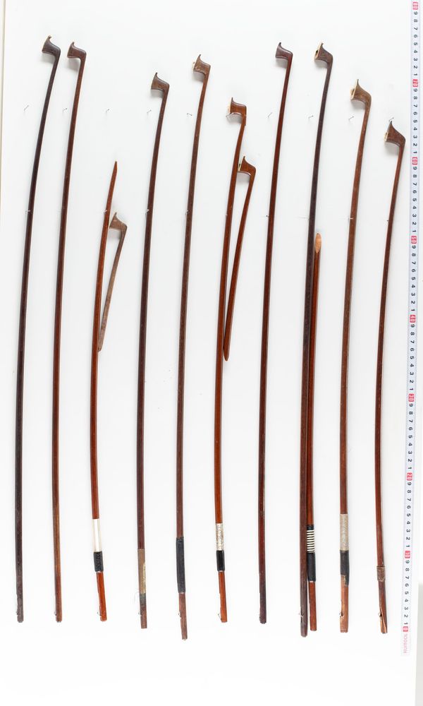 Fifteen bow sticks, varying sizes