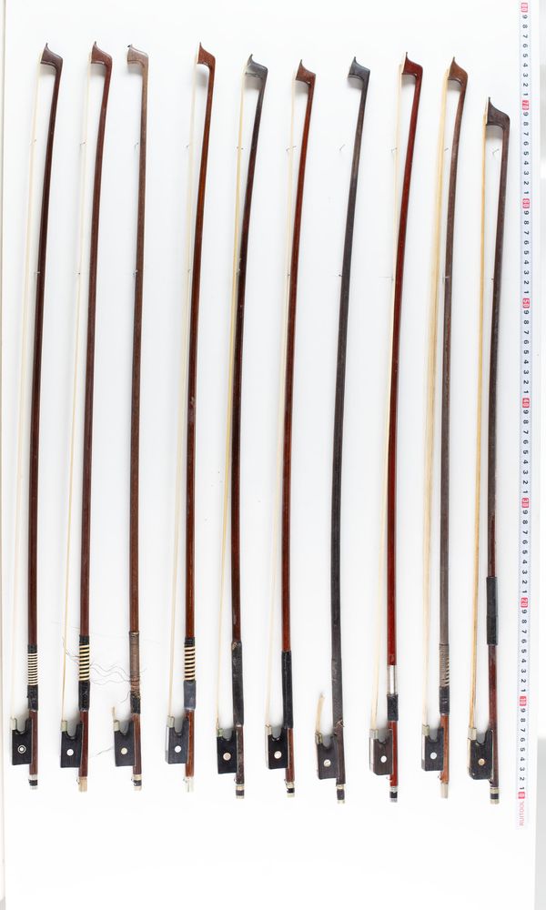 A bundle of twenty bows, varying lengths