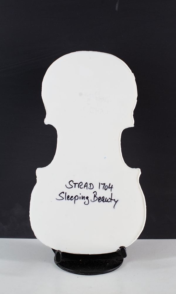 A resin cast of the sleeping beauty violin by Antonio Stradivari 1704