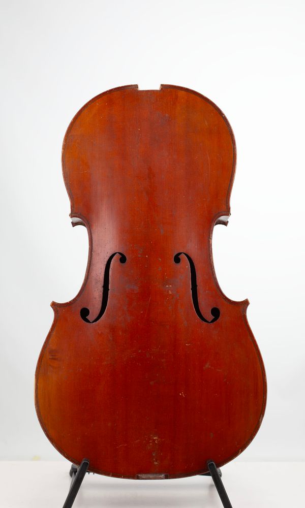A child-sized cello, unlabelled