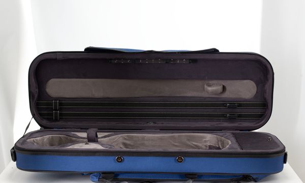A violin case, branded Pedi