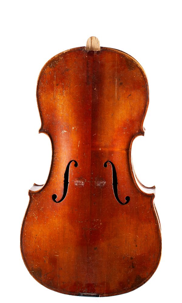 A half-size cello, unlabelled  over 100 year old