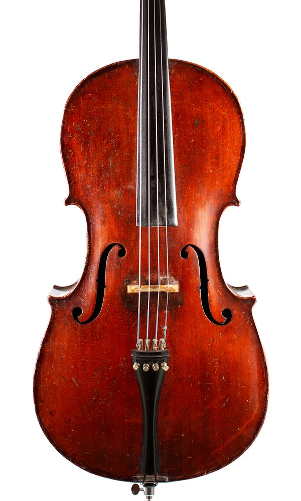 A three-quarter sized cello, unlabelled