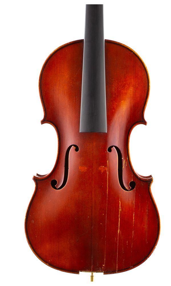 A violin, labelled Moinel Cherpitel