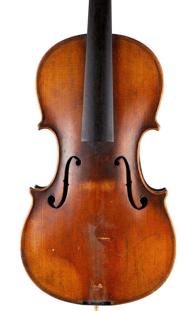 A three-quarter sized violin, labelled Antonius Stradiuarius