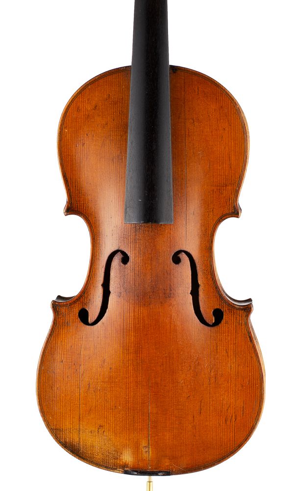 A violin, labelled Nicolaus Amatus