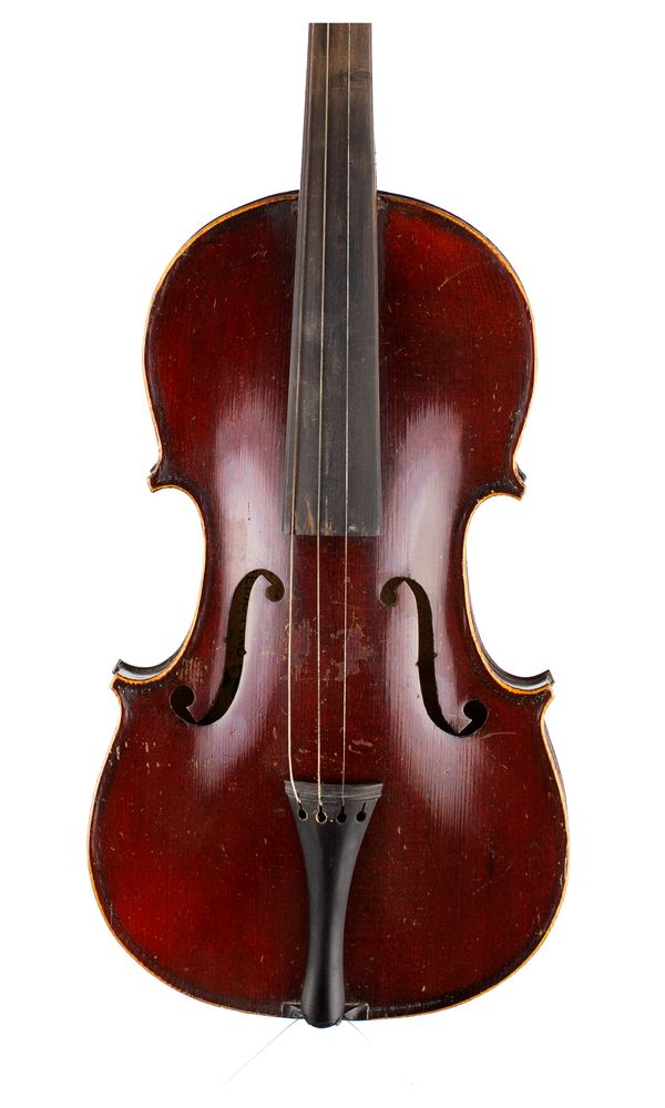 A violin, labelled Medio Fino