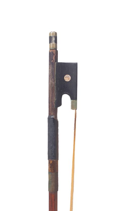 A nickel-mounted violin bow, unbranded