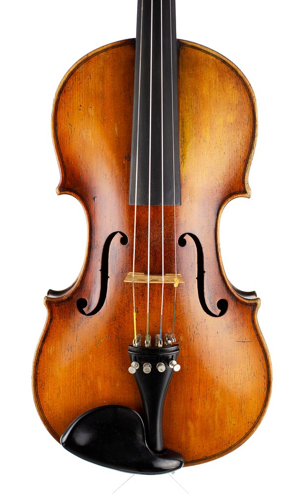 A violin, labelled Nicolaus Amatius