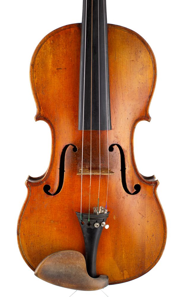 A violin, labelled Antonius Stradivarius Cremonensis