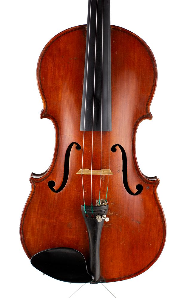 A violin, labelled Antonius Stradivarius Cremonensis