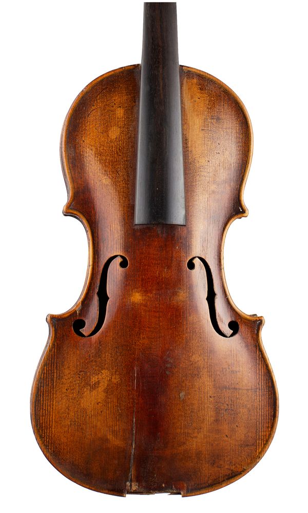 A violin, labelled Franzesko Ruggeri