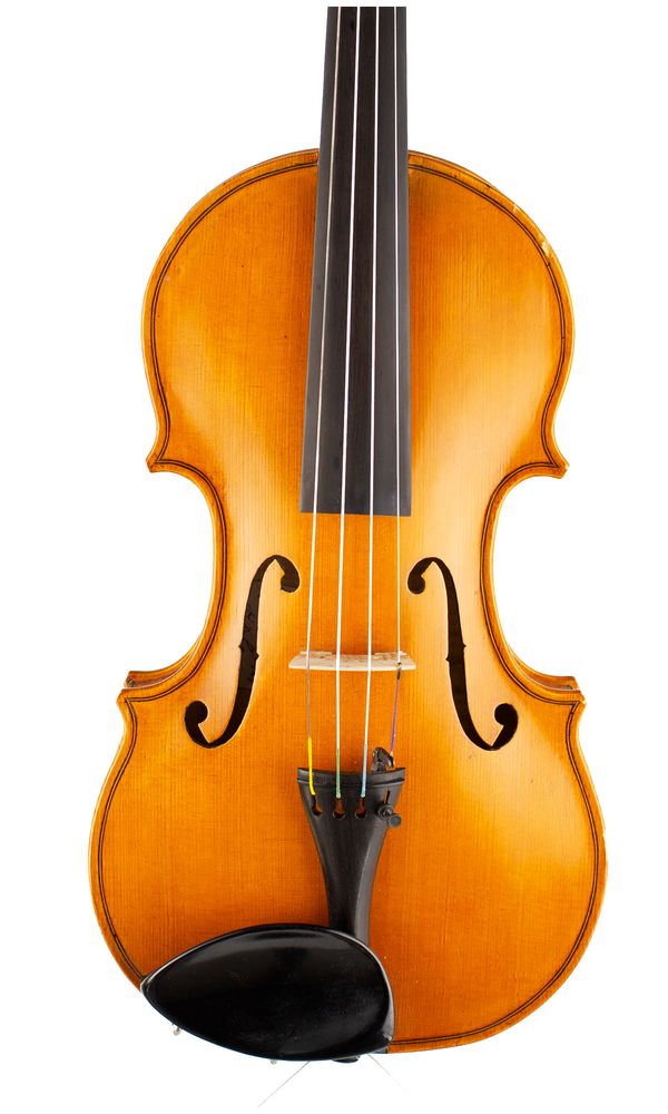 A violin, labelled H Devonald Lewis