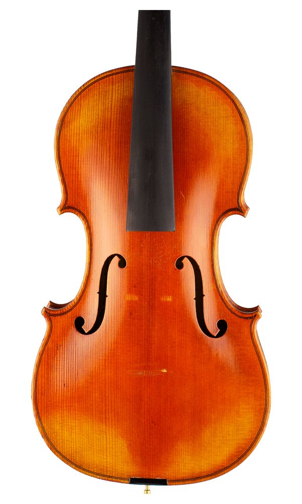 A violin, labelled Leon Mougenot Gauche