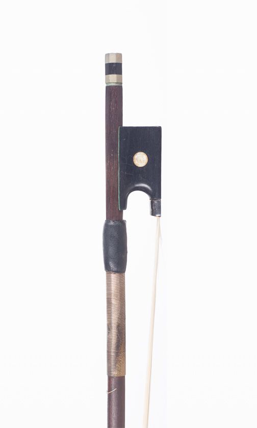 A nickel-mounted violin bow, unbranded