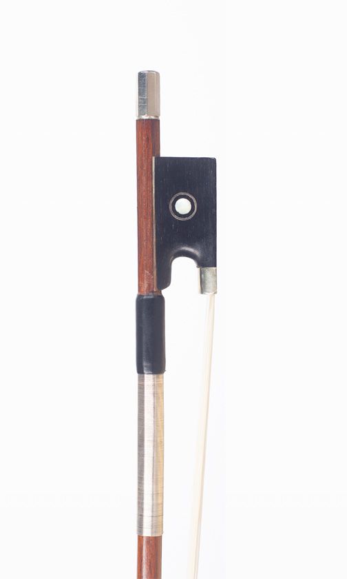 A nickel-mounted violin bow, unbranded