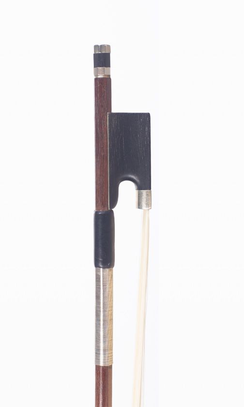 A nickel-mounted violin bow, unbranded