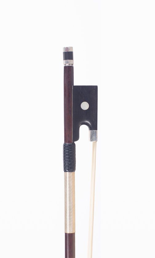 A silver-mounted violin bow, unbranded