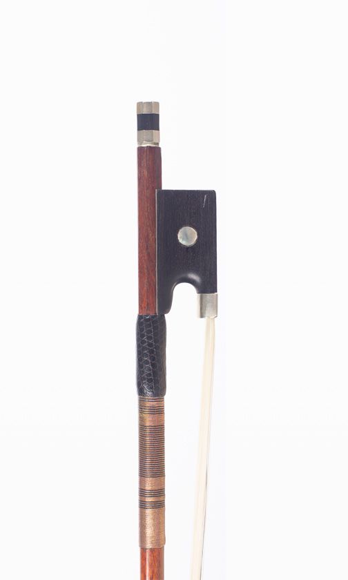 A nickel-mounted violin bow, unbranded