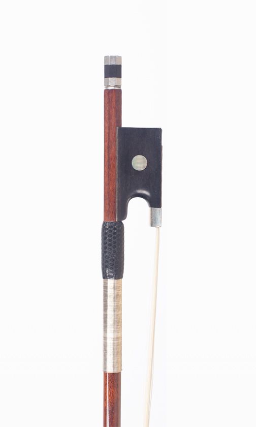 A silver-mounted violin bow, unbranded