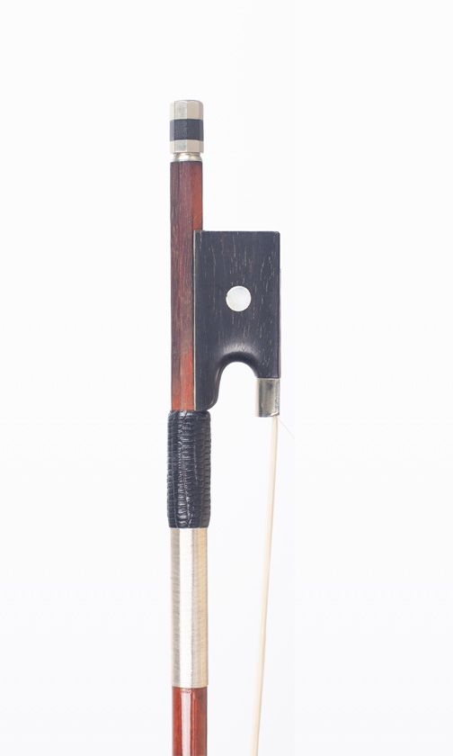 A nickel-mounted violin bow, unbranded