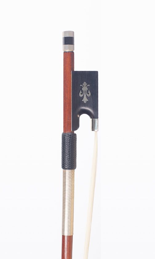 A nickel-mounted violin bow, unbranded